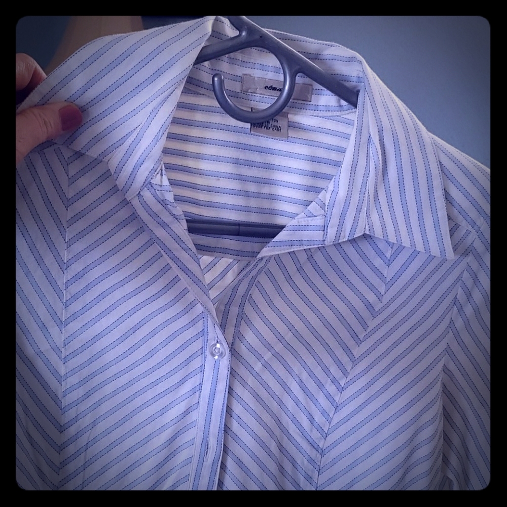 Blue and white button down